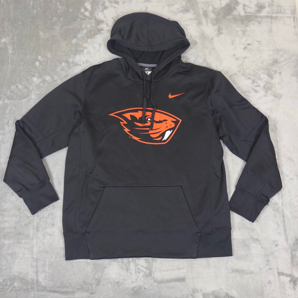 Nike Oregon State Beavers Hoodie Mens Large Black Therma-FIT NCAA Sweatshirt
